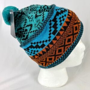 NWT Pistil Winter Beanie Stocking Ski Cap Isabetta Teal Aztec Christmas Gift